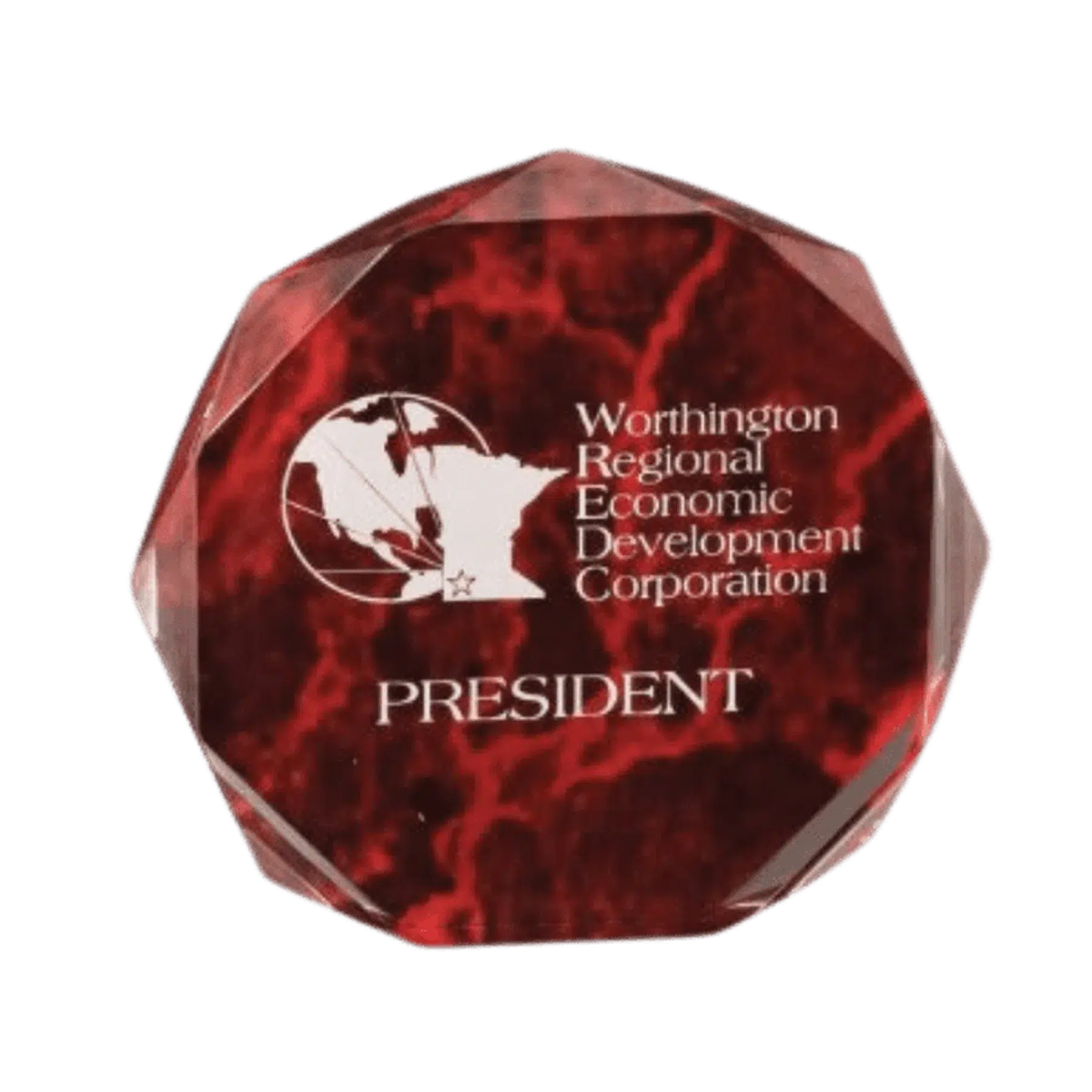 Octagon Acrylic Award - Engraved for Desks & Display Green Marble / 5"