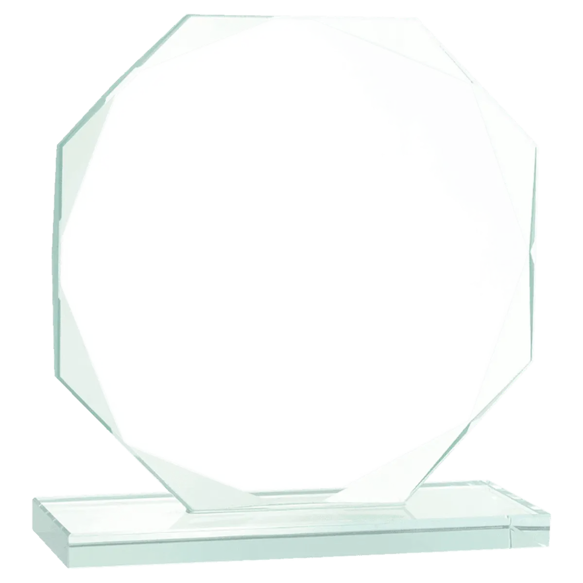 Jade Glass Awards with Beveled Edges and Frosted Etching Octagon / 6" / Jade Glass