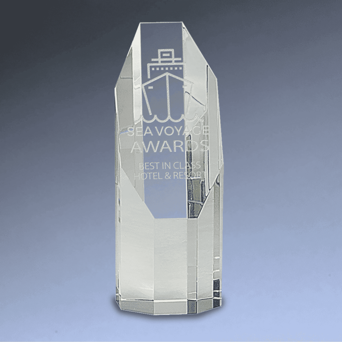 Octagon Slant - Top Crystal Awards Self - Standing or with Black Base - Black Crystal Base