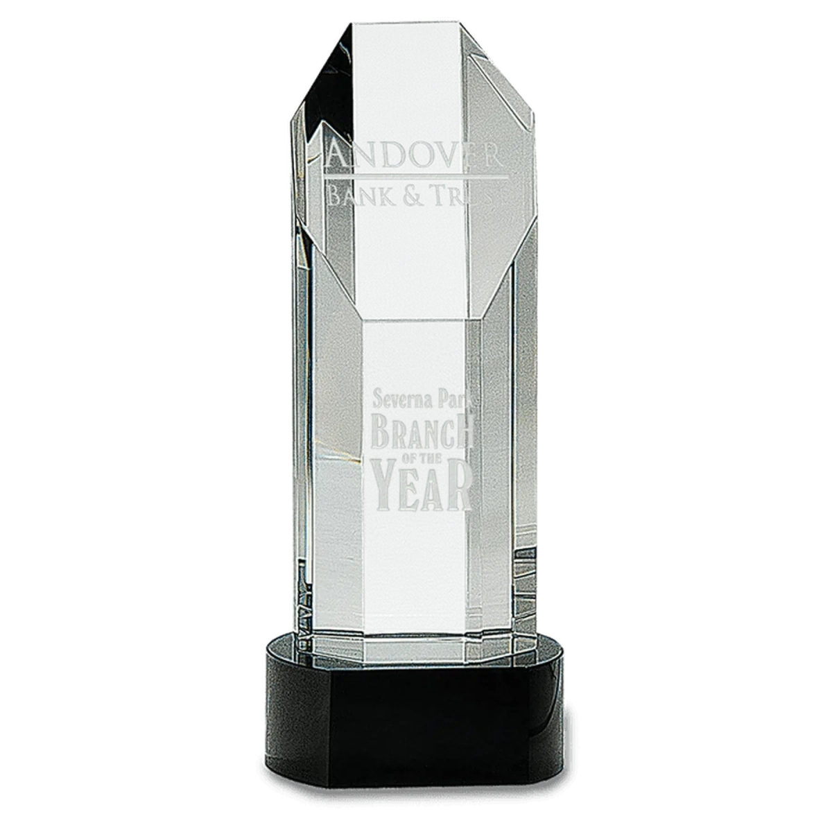 Octagon Slant-Top Crystal Awards Self-Standing or with Black Base Clear Crystal / 6"