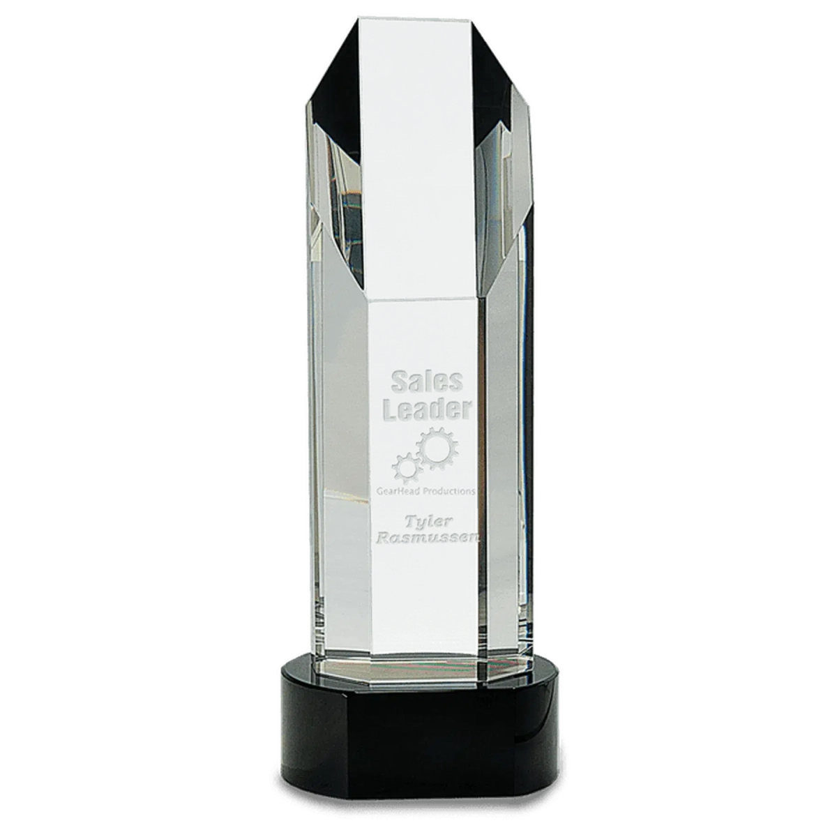 Octagon Slant-Top Crystal Awards Self-Standing or with Black Base Clear Crystal / 6"