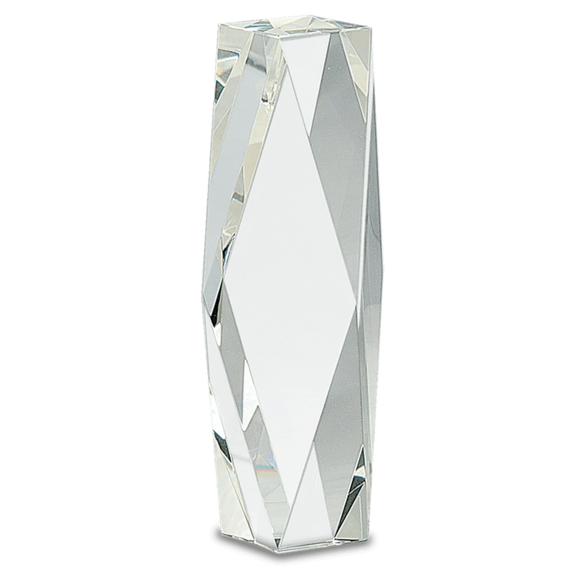 Crystal Facet Tower Award with Custom Engraving 8"