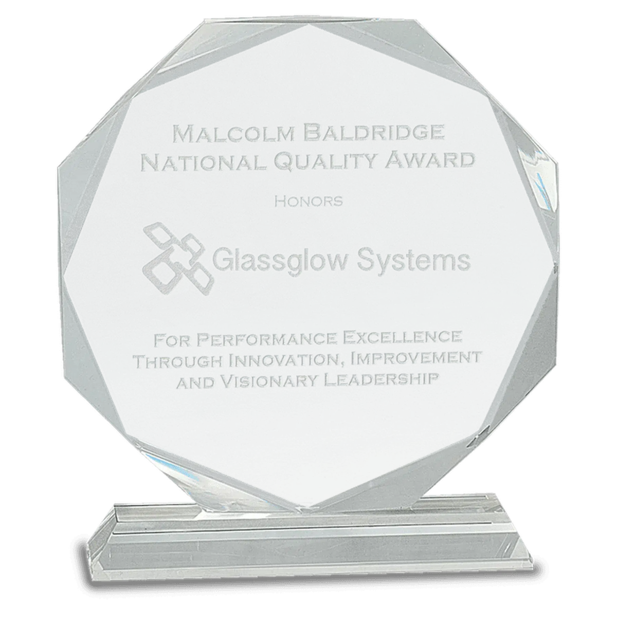 Clear Crystal Octagon Award on Pedestal Base 6"