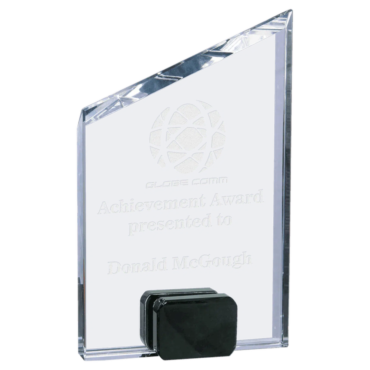 Laser Etched Crystal Peak Award - Self-Standing Recognition 7" / Black