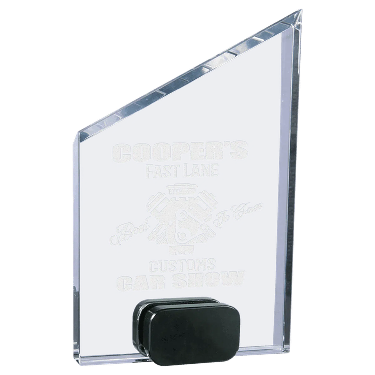 Laser Etched Crystal Peak Award - Self-Standing Recognition 7" / Black