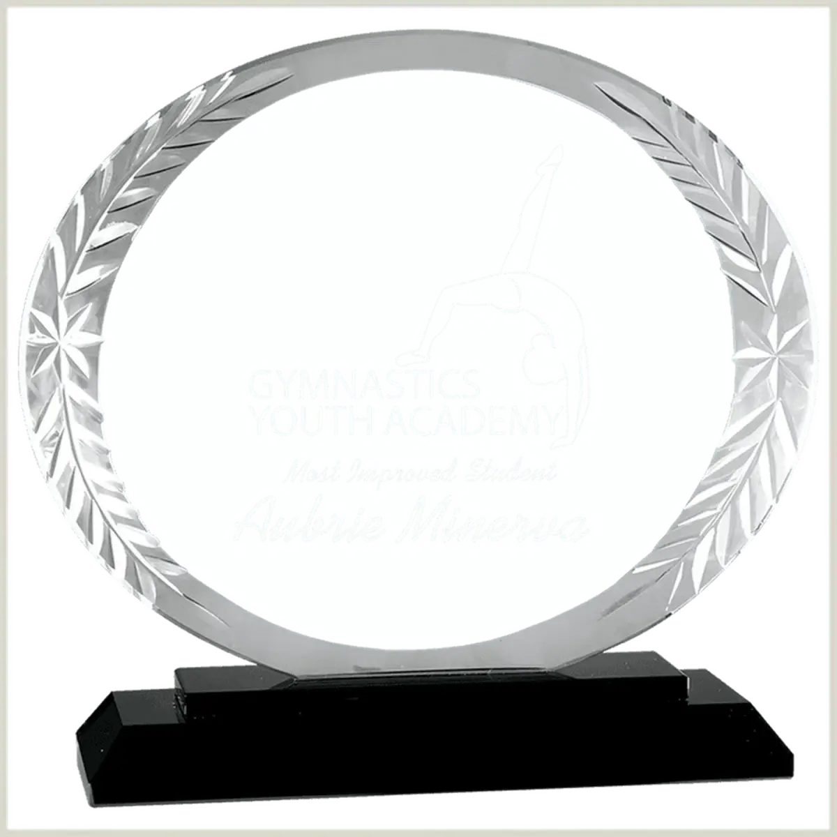 Accent Glass Awards - Custom Engraved in Fan, Flame, Diamond Designs Diamond / Black / 7 1/2"