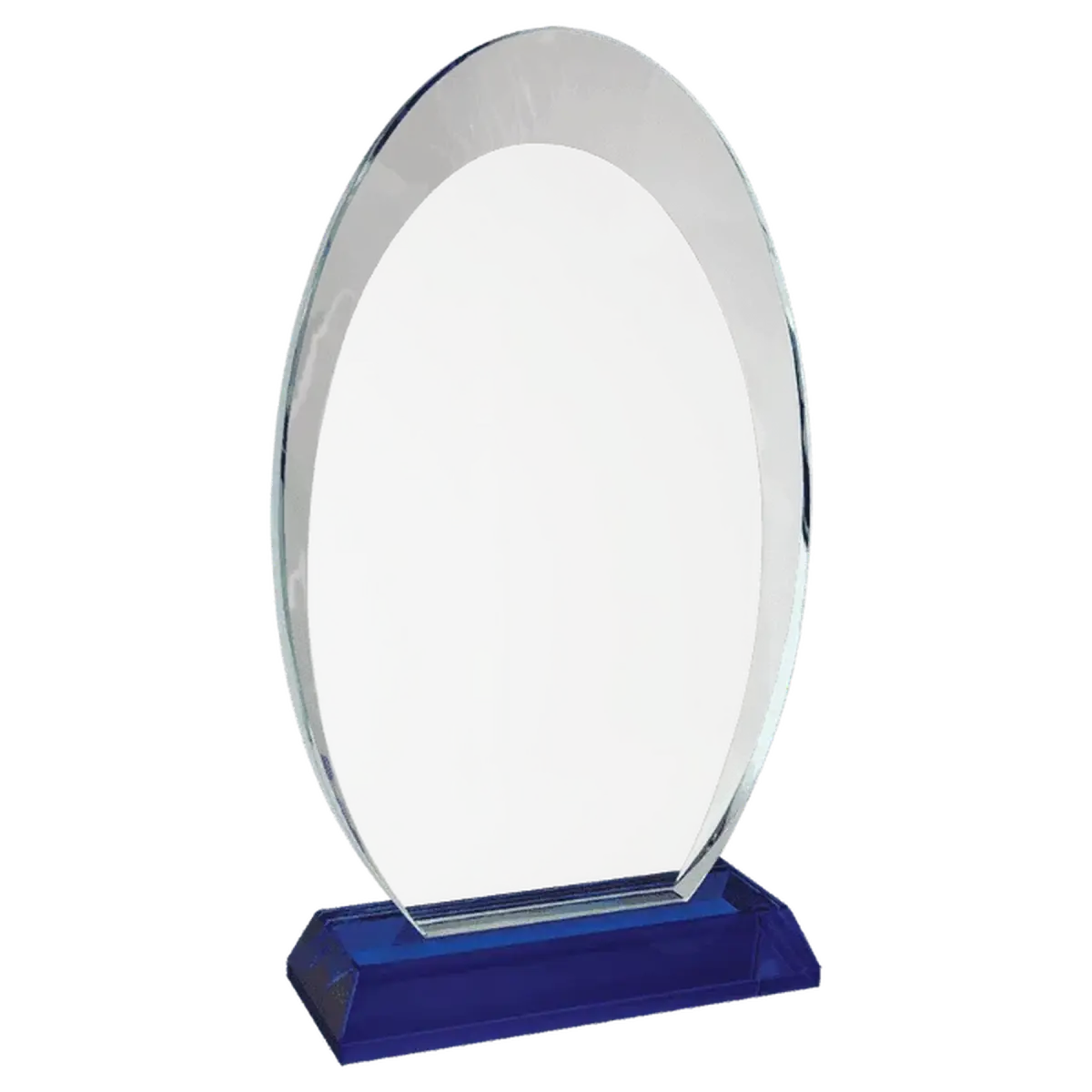 Halo Glass Awards - Custom Engraved Diamond & Oval Glass Oval / Blue / 8"