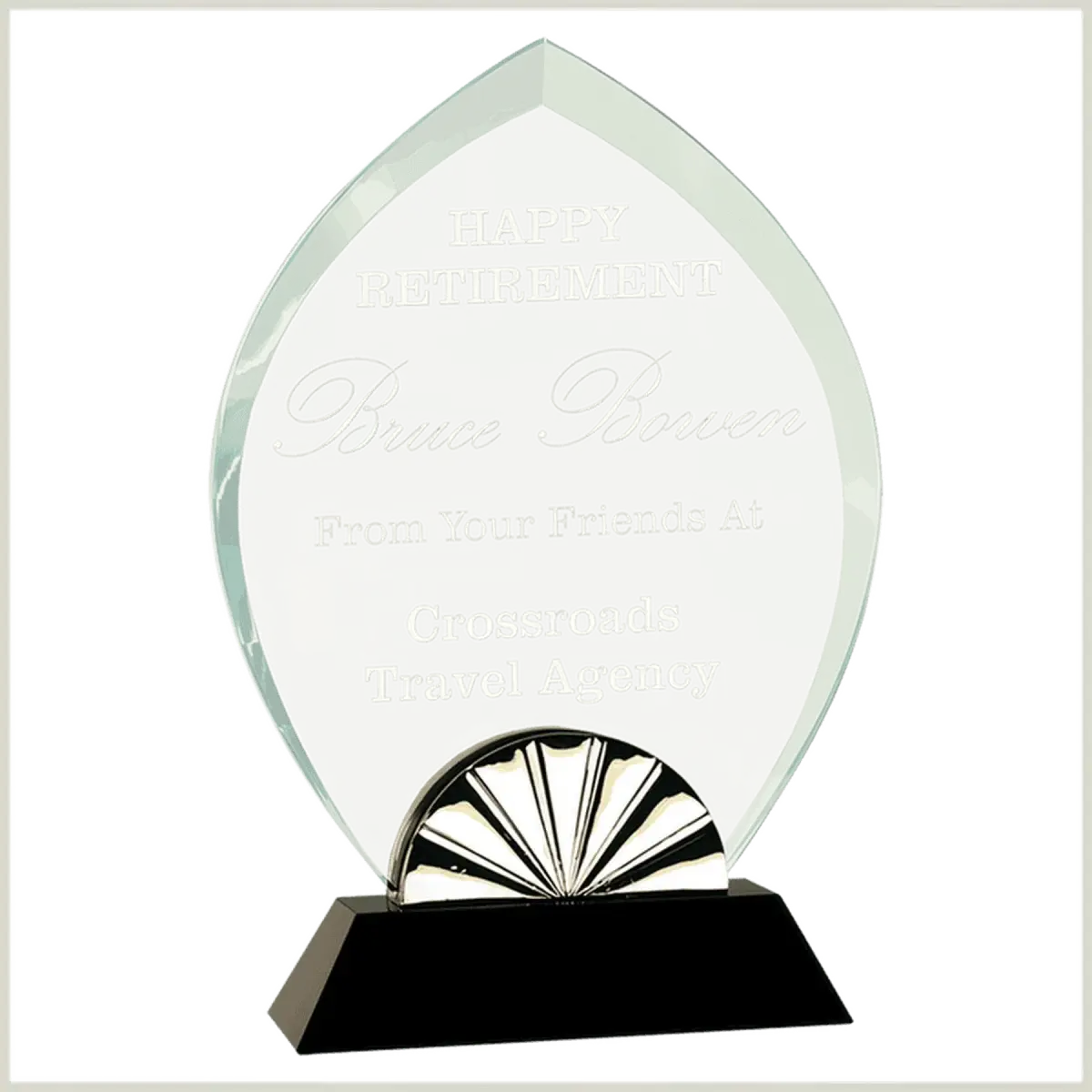Horizon Glass Awards with Silver Accents and Custom Engraving Diamond / 9"