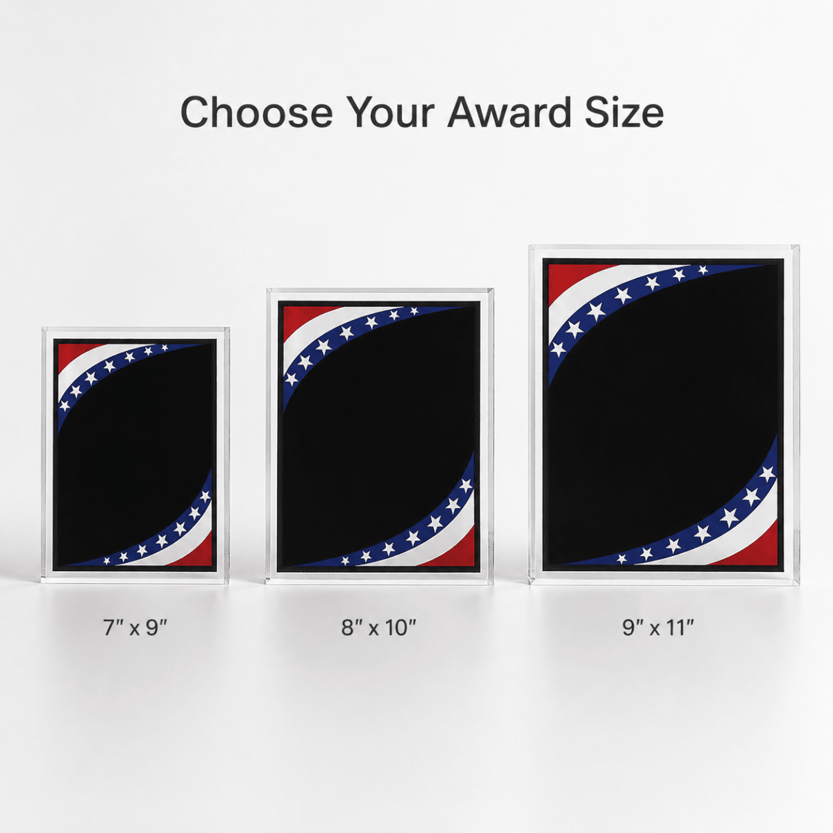 Patriotic Stars & Stripes Acrylic Award Plaque with Clear Frame - 7" x 9"