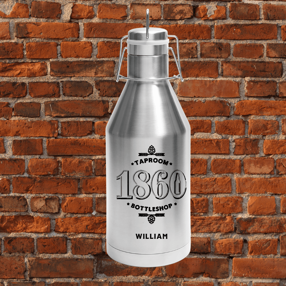 Personalized 1860 Growlers - 64 oz. Polar Camel Vaccuum Insulated - Stainless