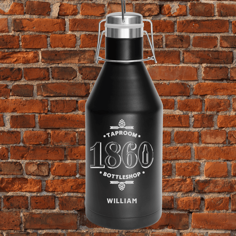 Personalized 1860 Growlers - 64 oz. Polar Camel Vaccuum Insulated - Black
