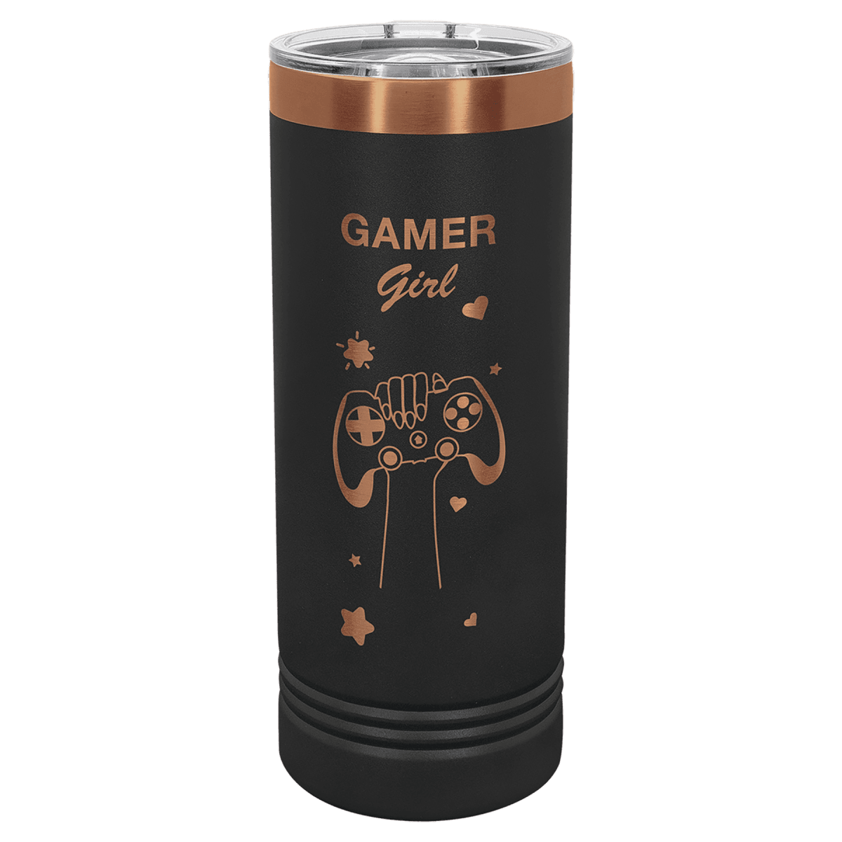 Personalized 22 oz. Skinny Tumblers – 2X Polar Camel Drinkware - Black/Rose Gold