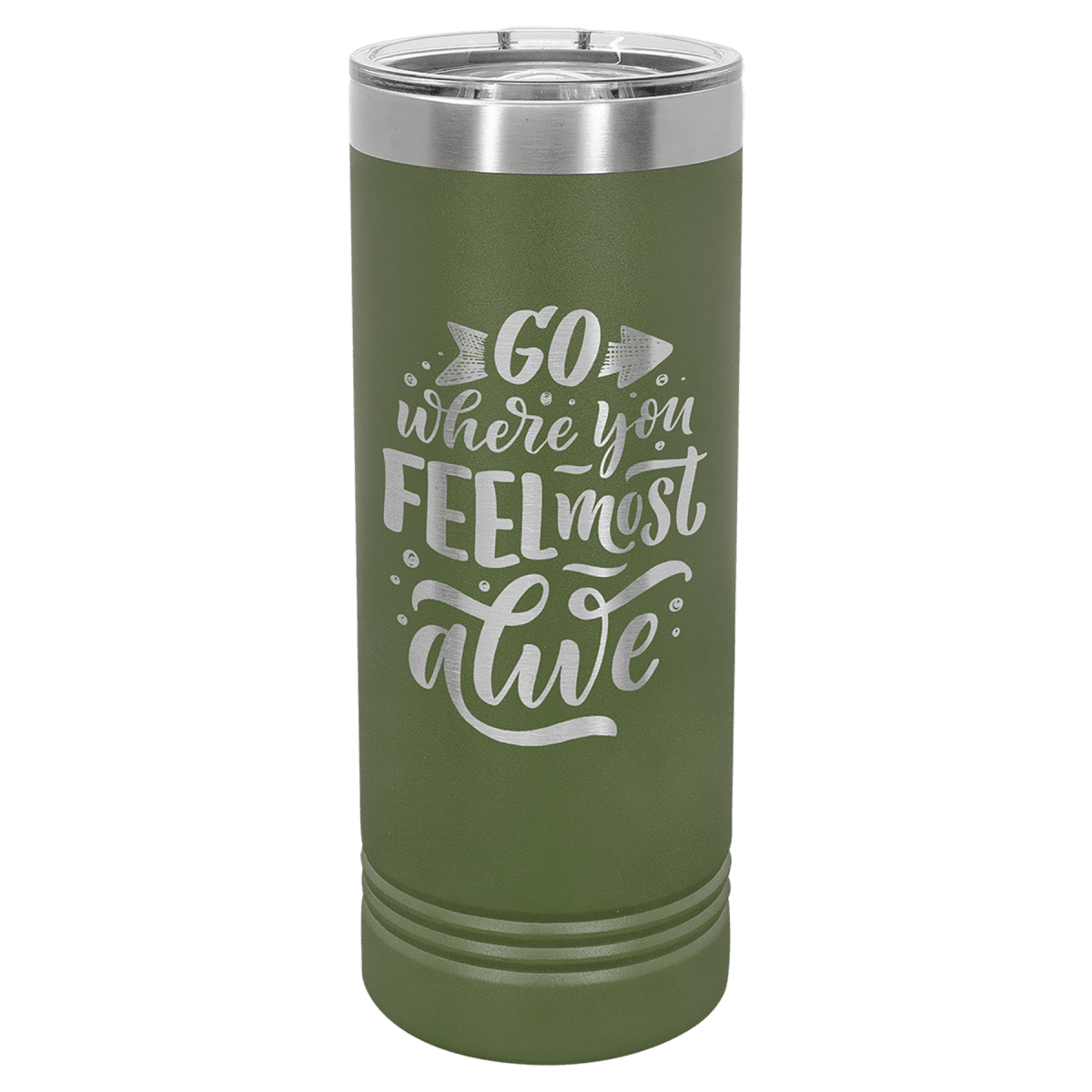 Personalized 22 oz. Skinny Tumblers – 2X Polar Camel Drinkware - Olive Green