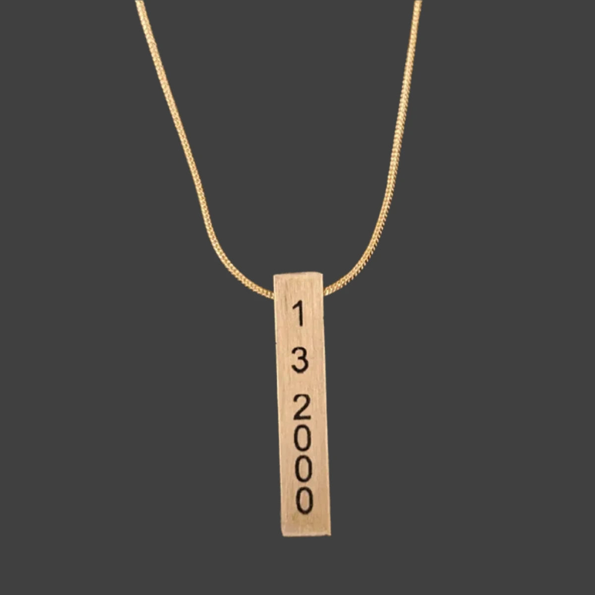 Personalized Brass Bar Necklace – Laser Marked Pendant 20" Gold-Plated Lobster Clasp Snake Chain / Brass