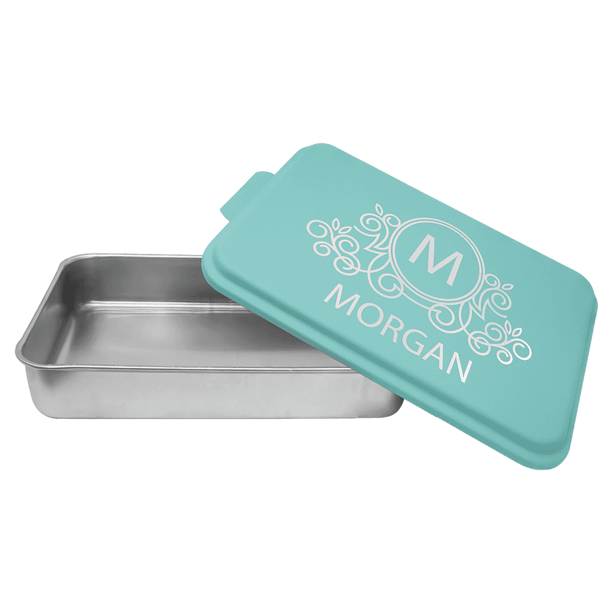 Personalized Cake Pans - Aluminum with Powder Coated Lids Teal