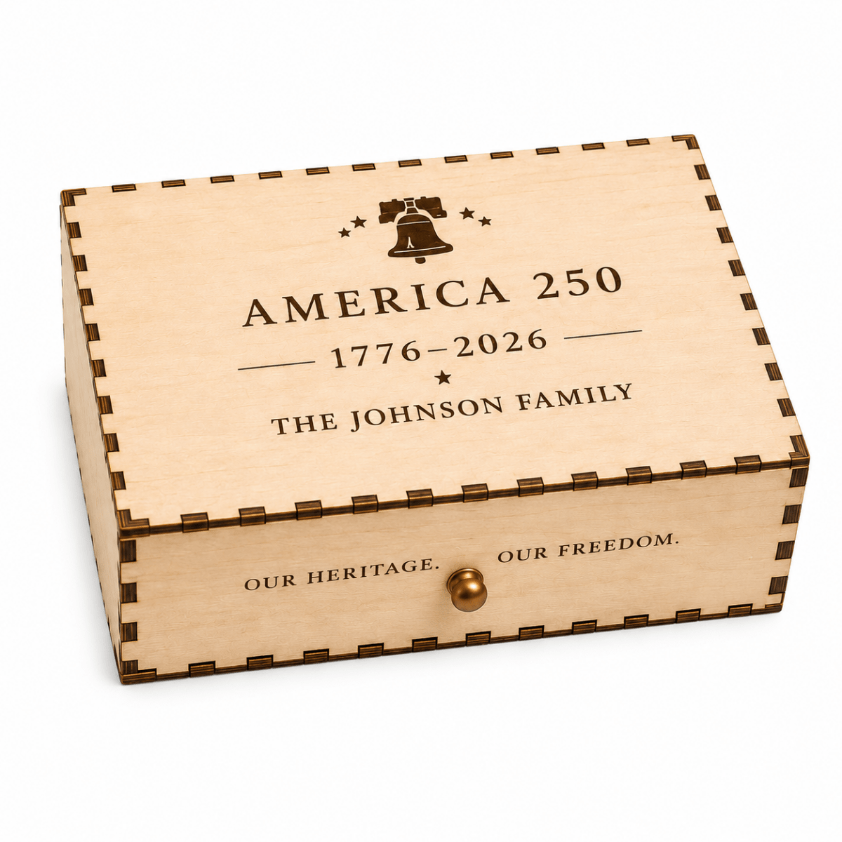 Personalized America 250 Commemorative Wood Ornament Box - Standard Box