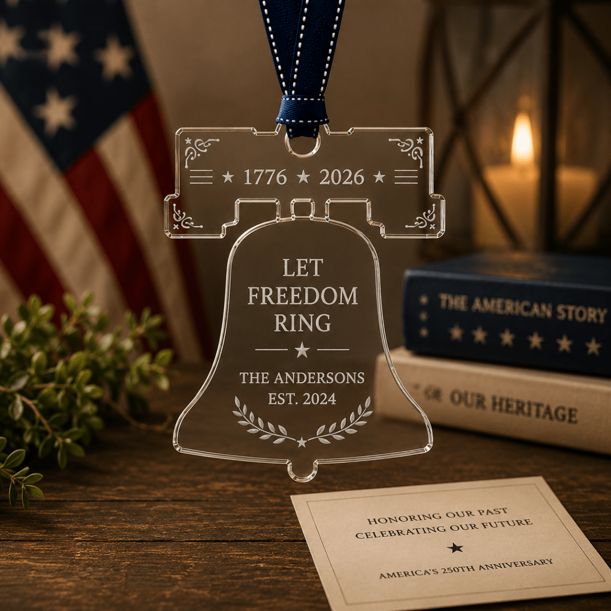 Personalized America 250 Liberty Bell Acrylic Ornament - Americana Heritage