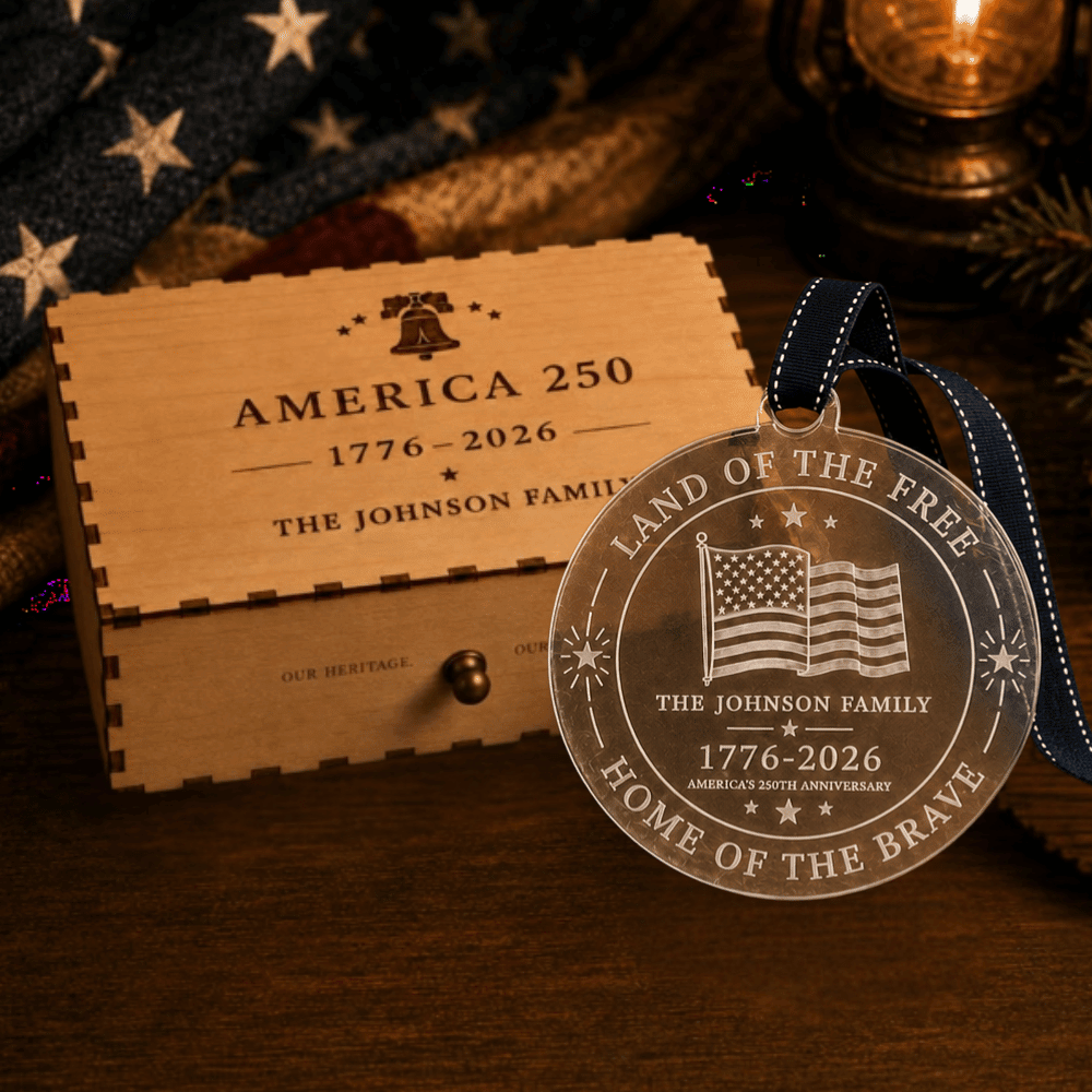 Personalized America 250 Ornament Boxed Gift Set - Land of the Free