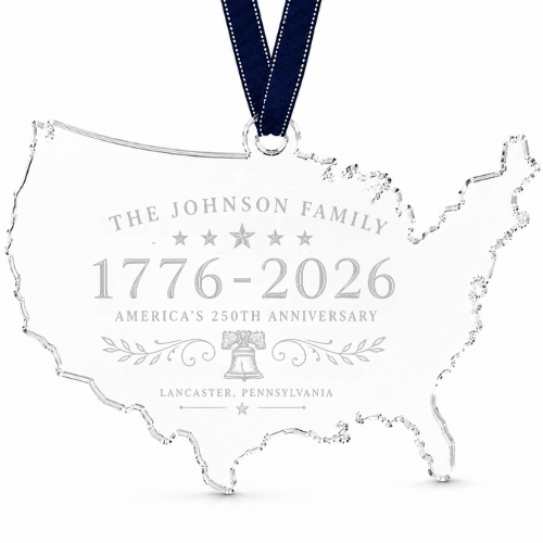 Personalized America 250 USA Map Acrylic Ornament - Heritage Classic