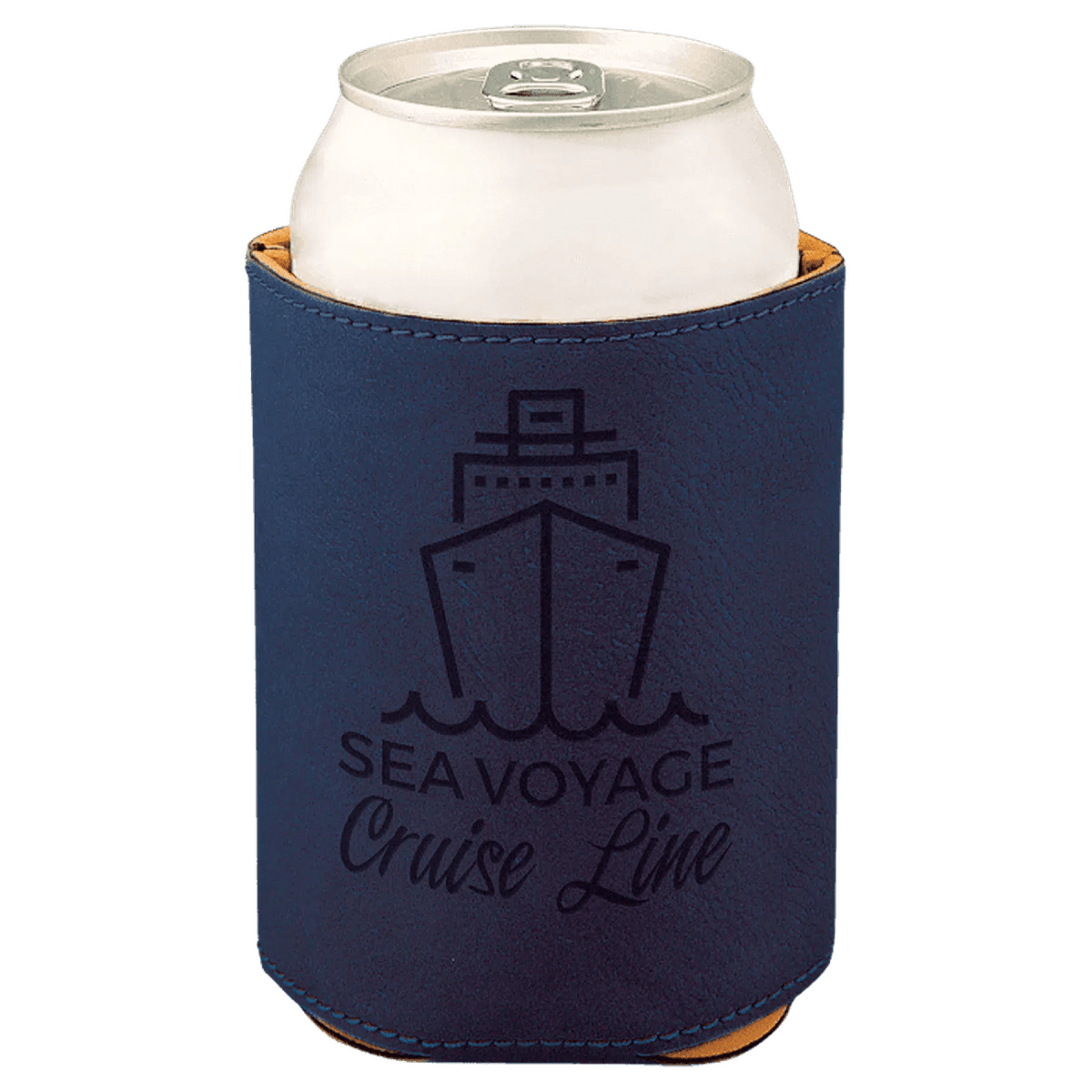Personalized Beverage Holders – Leatherette, Cork & Sport Themes - Blue/Black