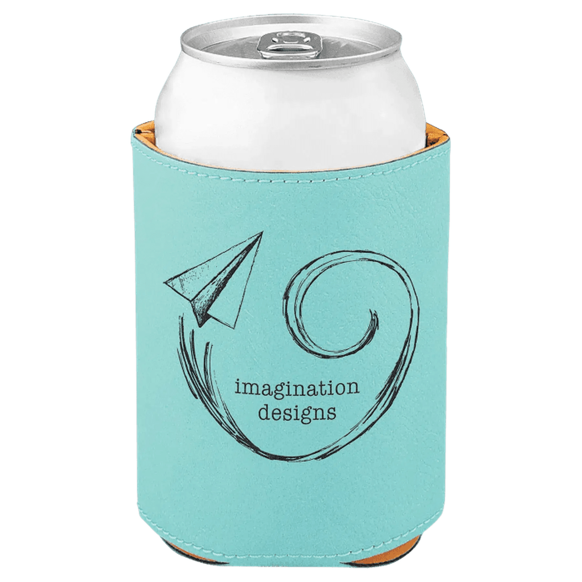Personalized Beverage Holders – Leatherette, Cork & Sport Themes - Teal