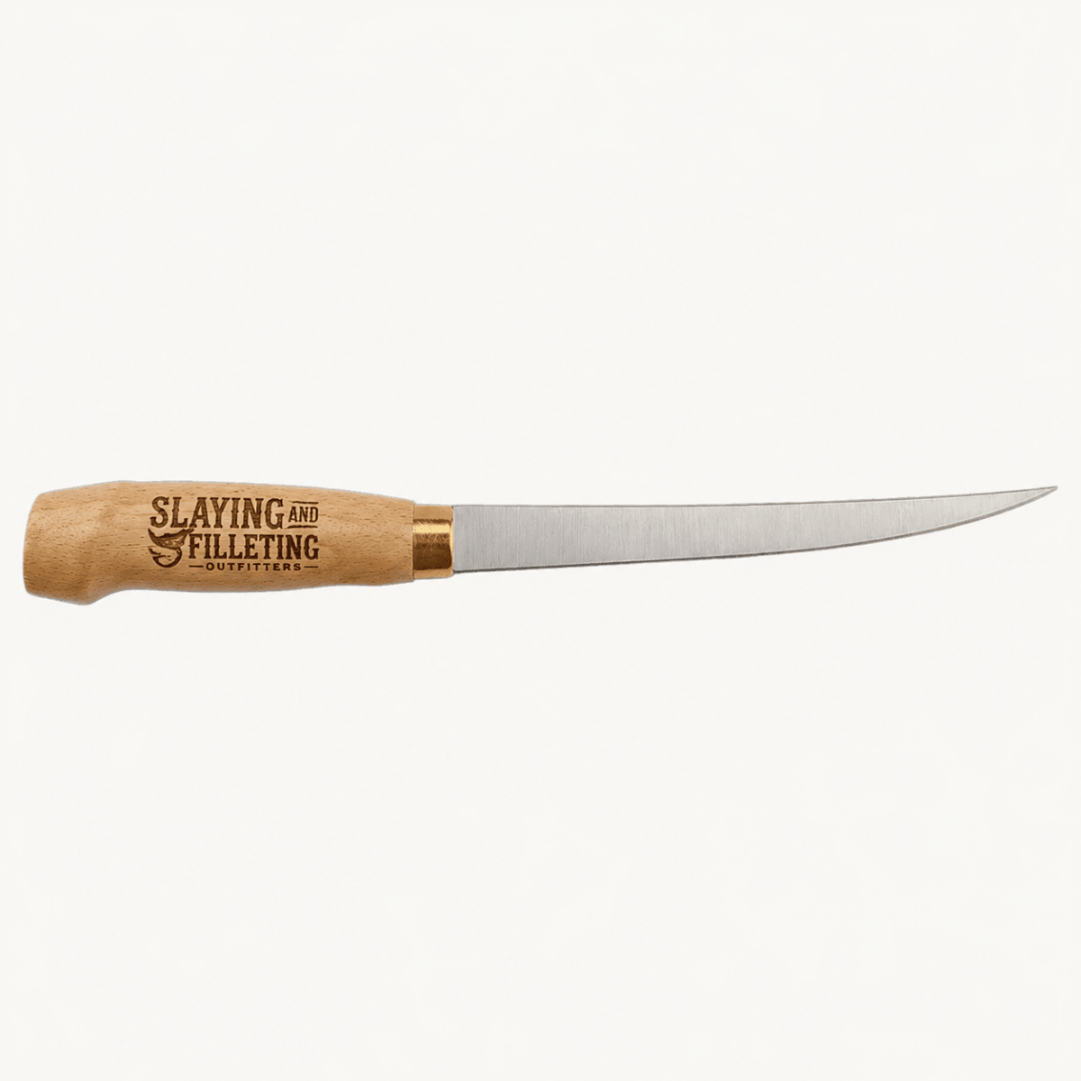 Personalized Bison River Fillet Knife with Leather Sheath - 7" Blade (Overall Size: 11 3/4" x 1 1/4")
