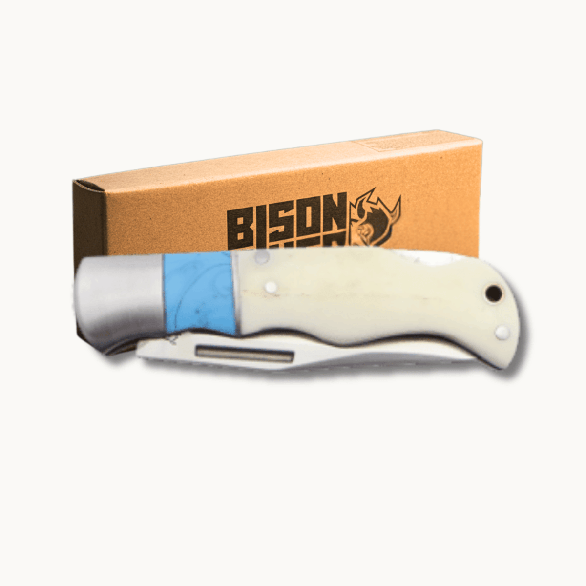 Personalized Bison River Folding Knife | Bone or Wood Handle - Lock Back Blade