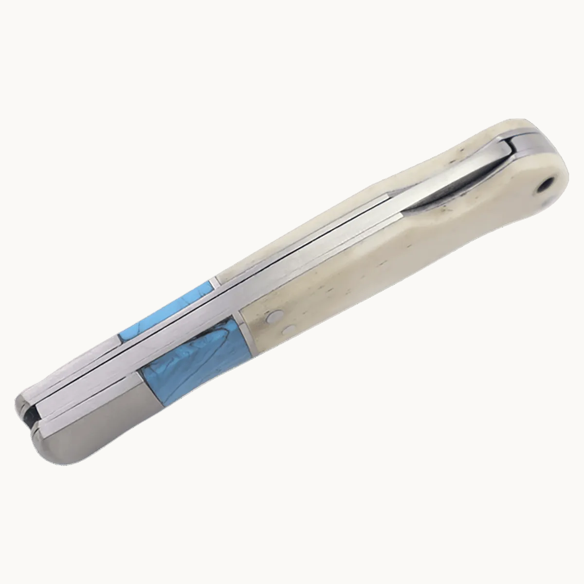 Personalized Bison River Folding Knife with Stainless Steel Blade - Lock Back Blade - Bone Handle with Epoxy Inlay