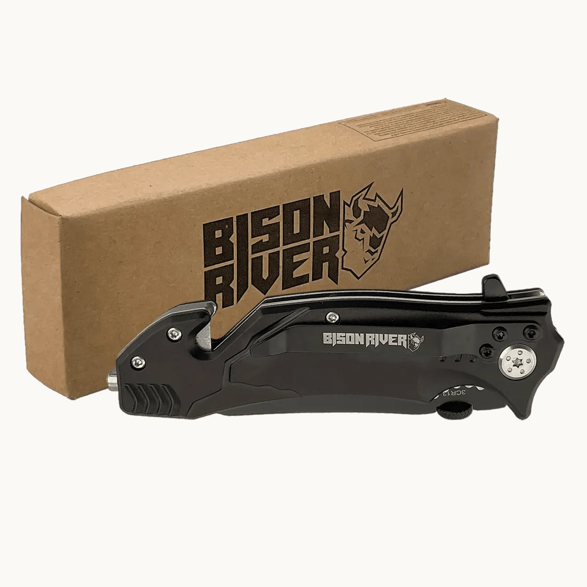 Personalized Bison River Rescue and Survival Knife - Anodized Aluminum