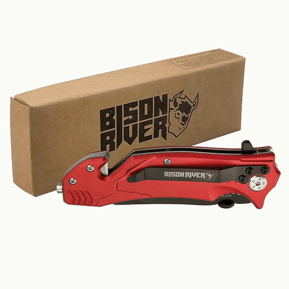 Personalized Bison River Rescue and Survival Knife - Anodized Aluminum