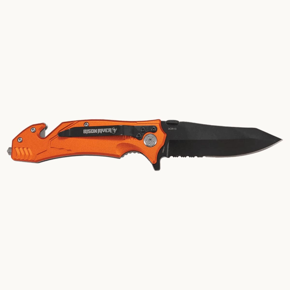 Personalized Bison River Rescue and Survival Knife - Anodized Aluminum