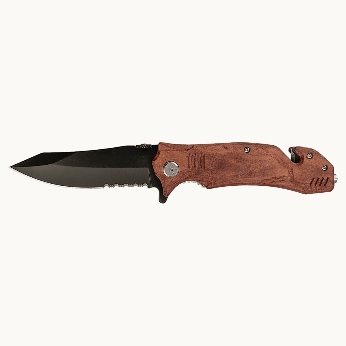 Personalized Bison River Rescue and Survival Knife - Genuine Wood