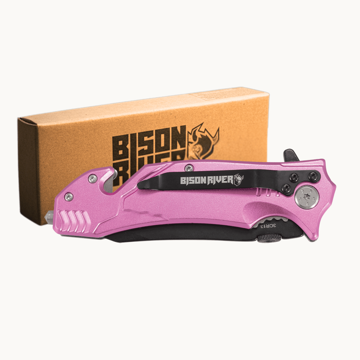 Personalized Bison River Rescue and Survival Knife - Anodized Aluminum