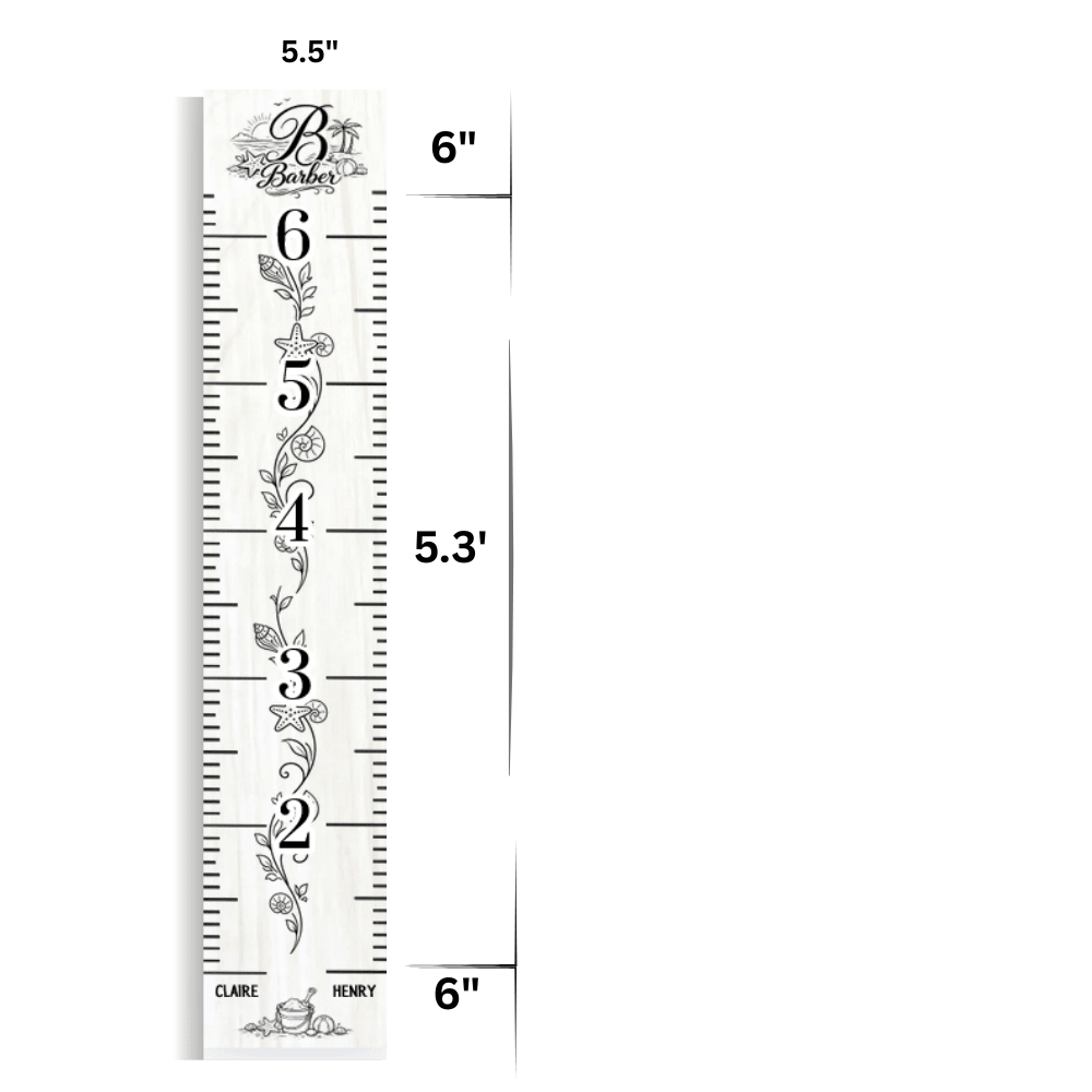 Custom Child Height Ruler Board 6'3" | Personalized Wooden Growth Chart for Kids -