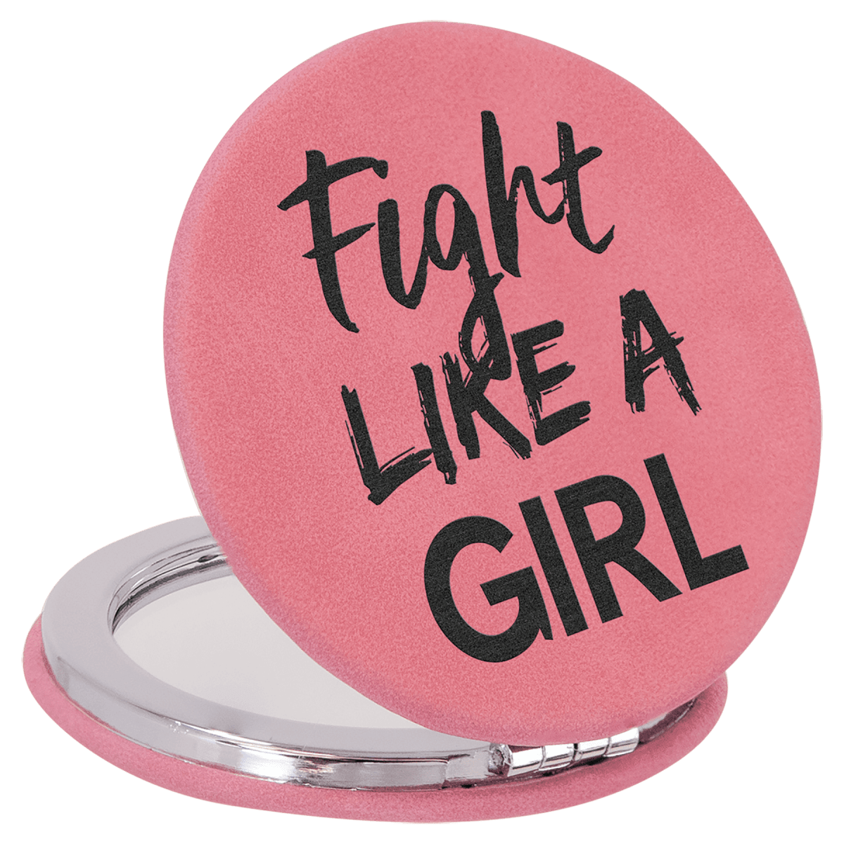 Personalized Compact Mirror With Magnifier in Leatherette Colors - Pink