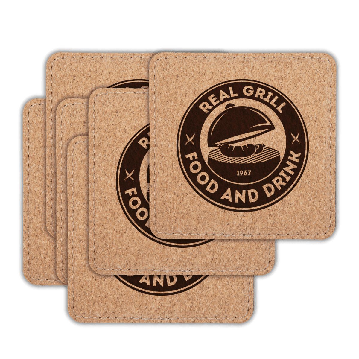 Personalized Cork Coasters and Trivets - Double Stitched Padded Coaster
