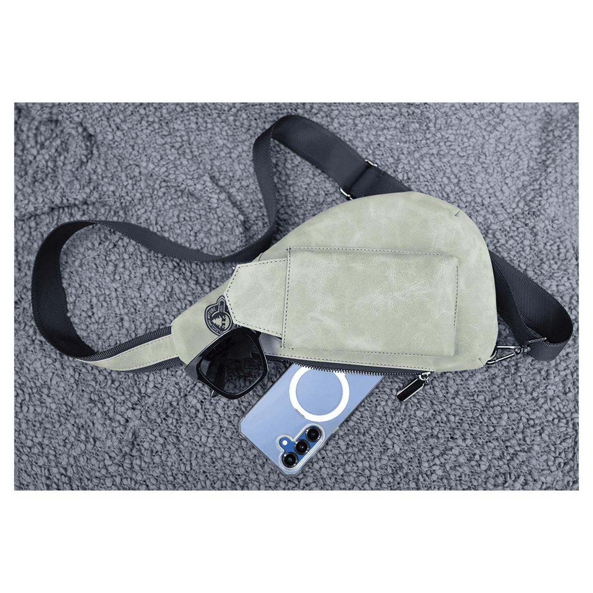 Custom Cross Body Sling Crescent Bag - Creekside Collection - Light Brown