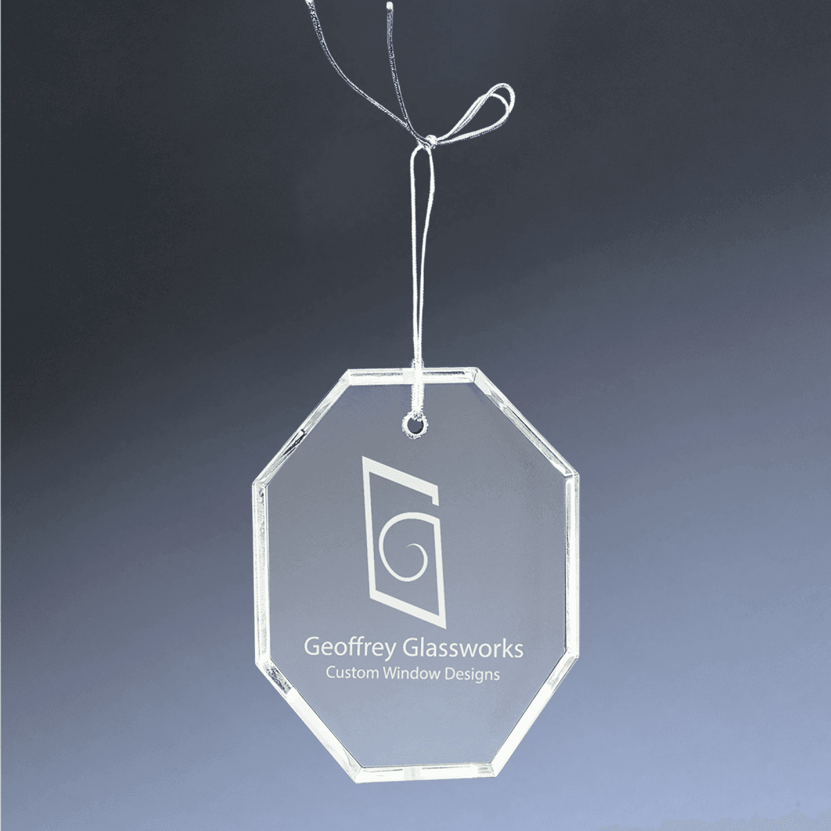 Personalized Crystal Ornaments with Ribbon and Gift Box - Octagon