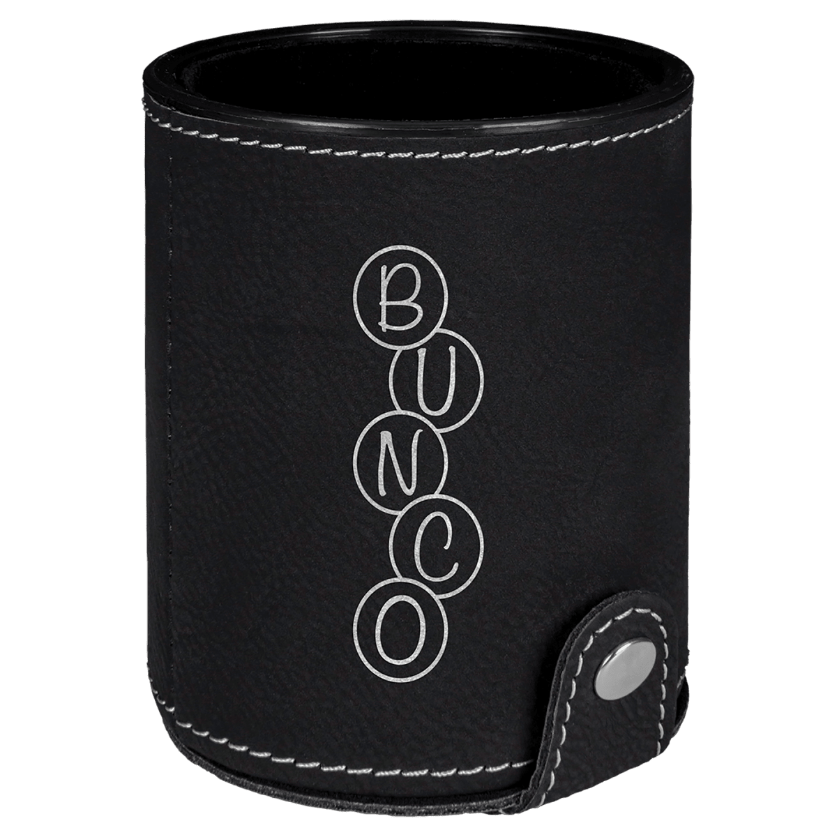 Personalized Dice Cup Set for Games with Leatherette Storage Cup - Black/Silver