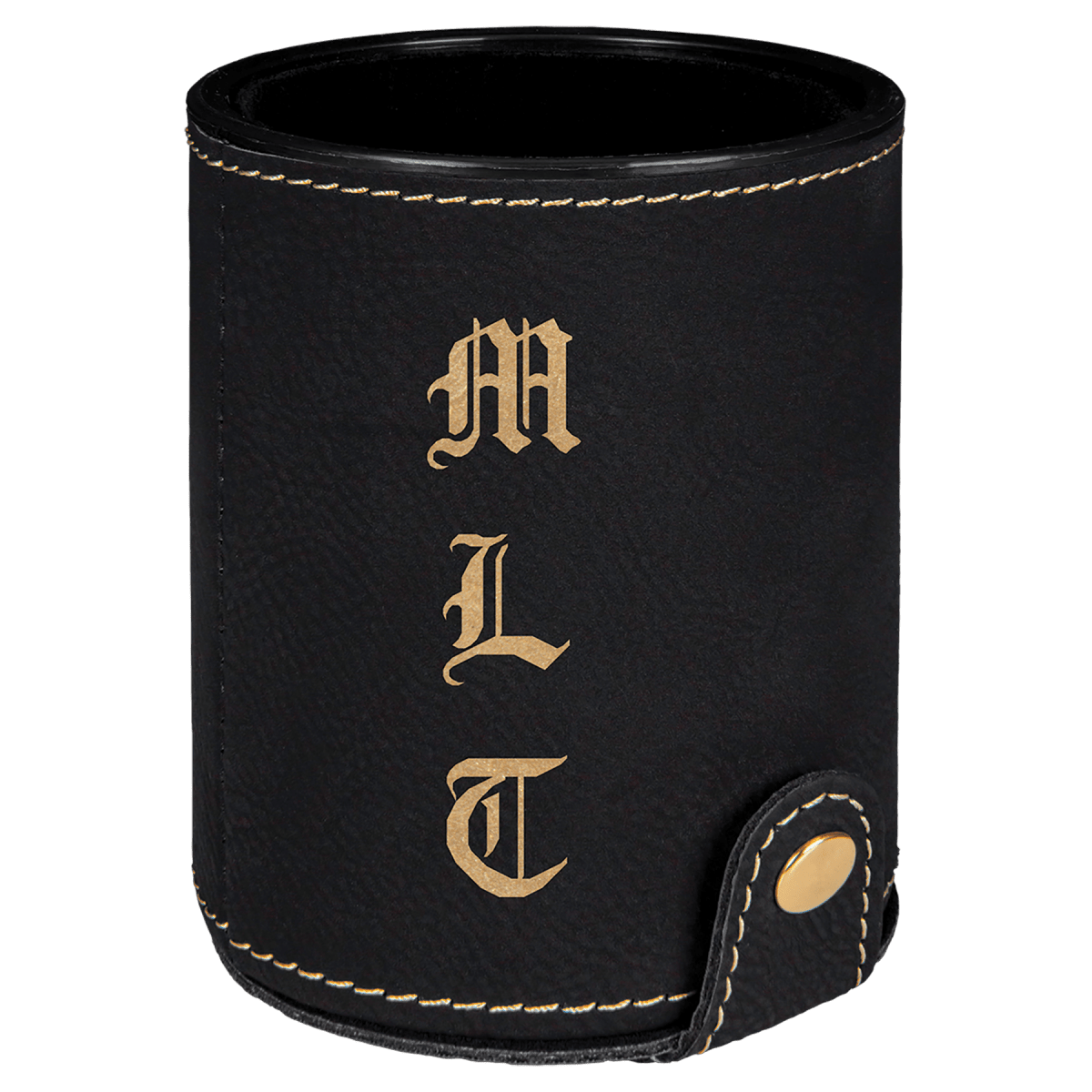 Personalized Dice Cup Set for Games with Leatherette Storage Cup - Black/Gold