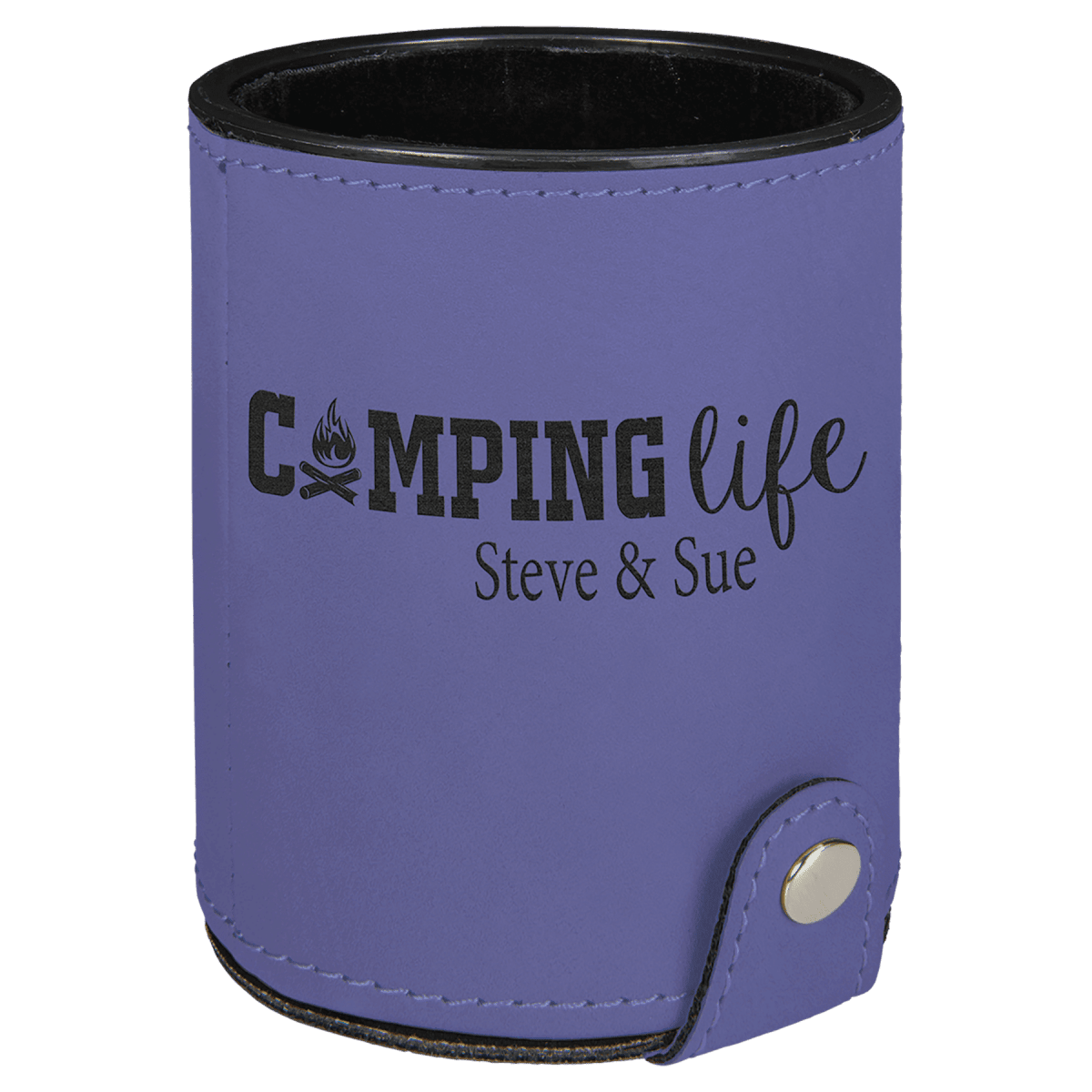 Personalized Dice Cup Set for Games with Leatherette Storage Cup - Purple