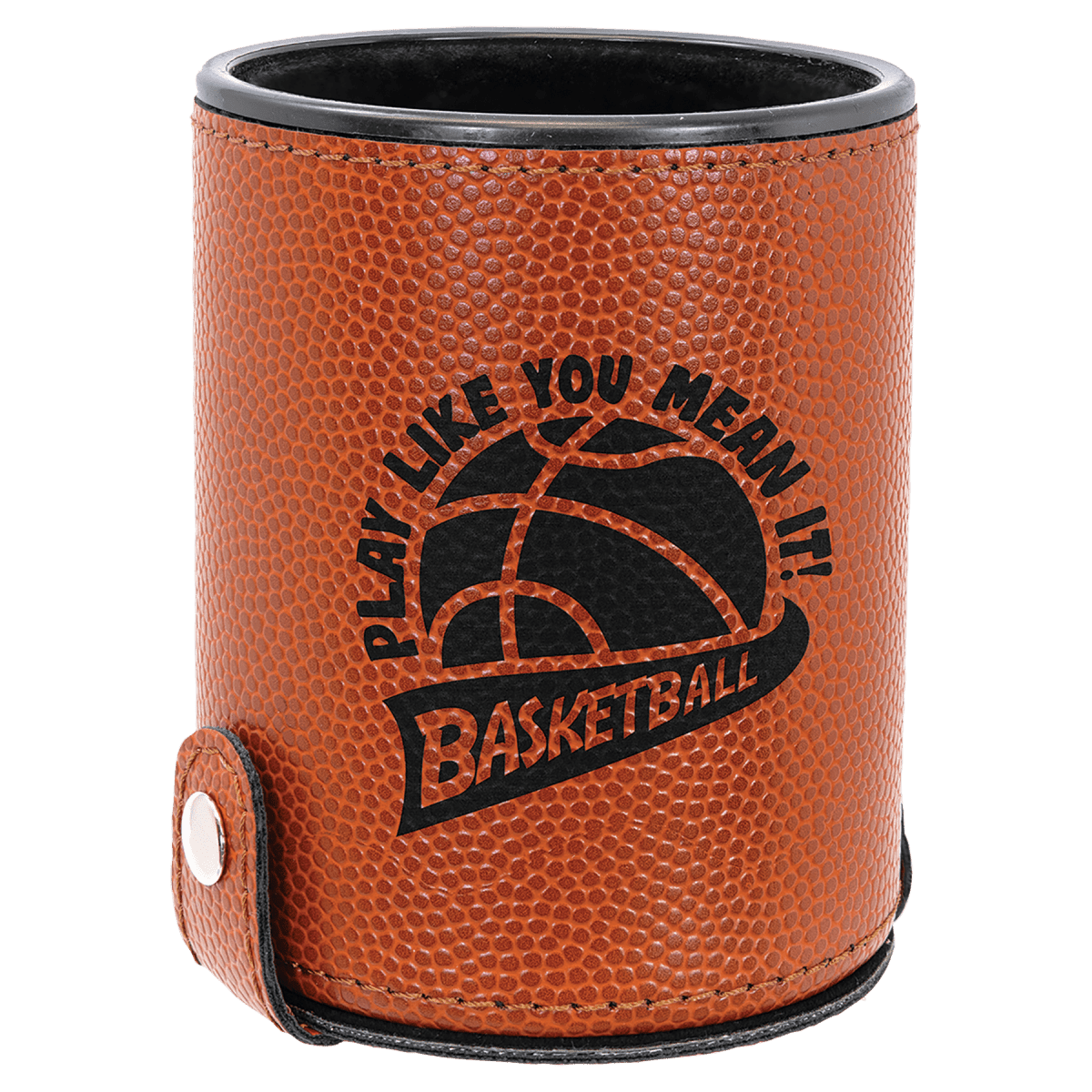 Personalized Dice Cup Set for Games with Leatherette Storage Cup - Basketball