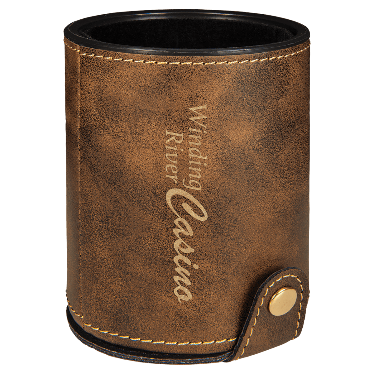 Personalized Dice Cup Set for Games with Leatherette Storage Cup - Black/Silver