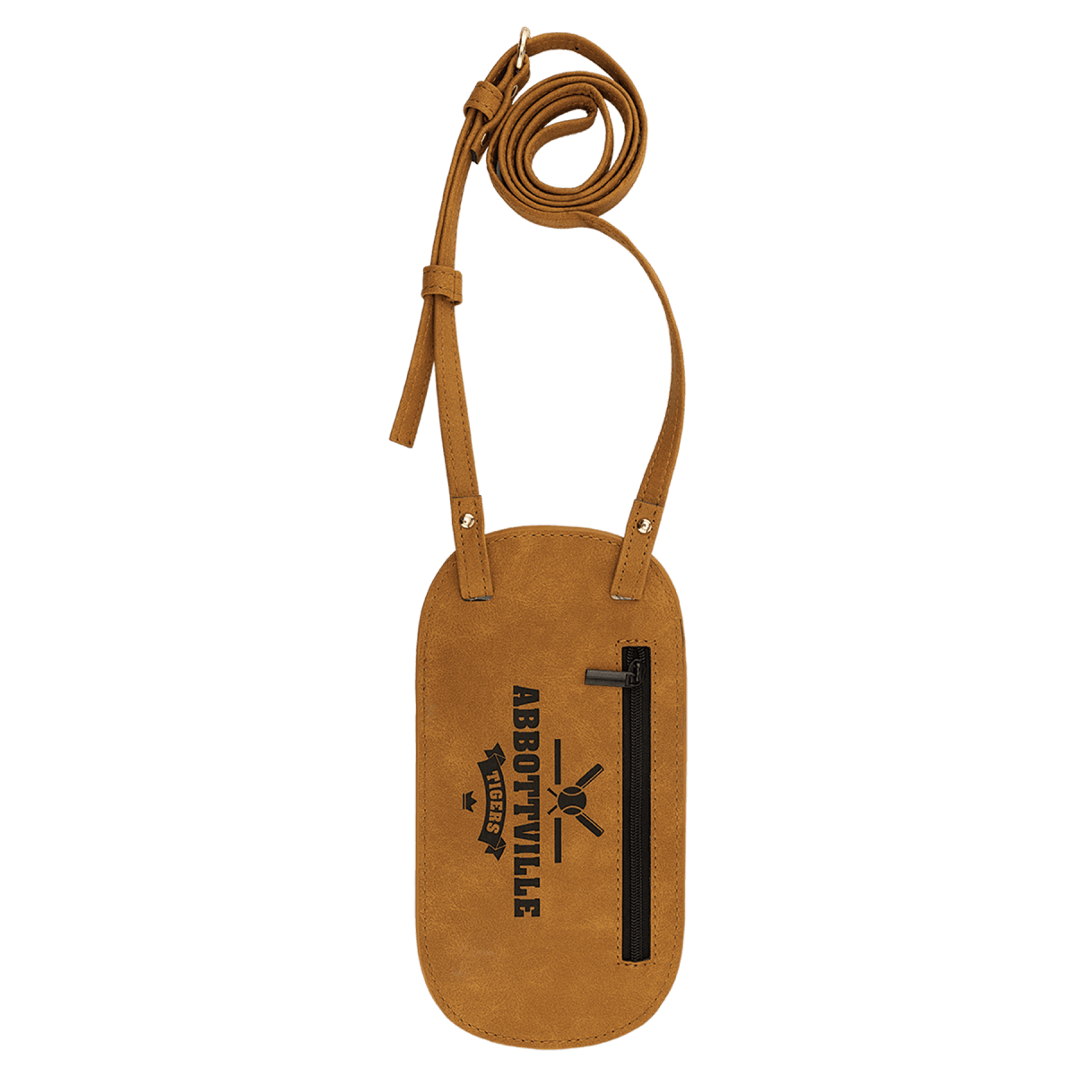Personalized Faux Leather Cross Body Phone Bag – Creekside Collection - Light Brown