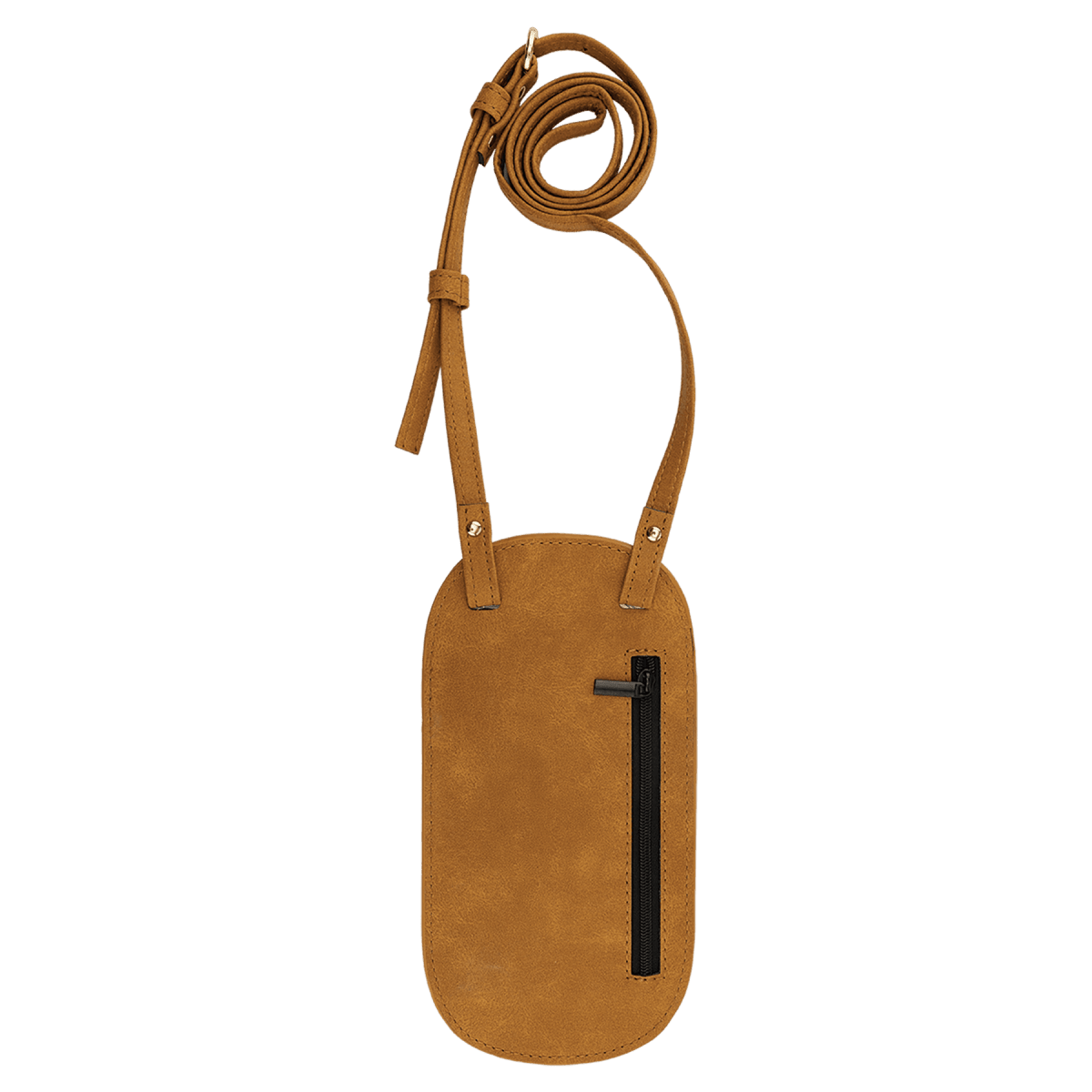 Personalized Faux Leather Cross Body Phone Bag – Creekside Collection - Light Brown