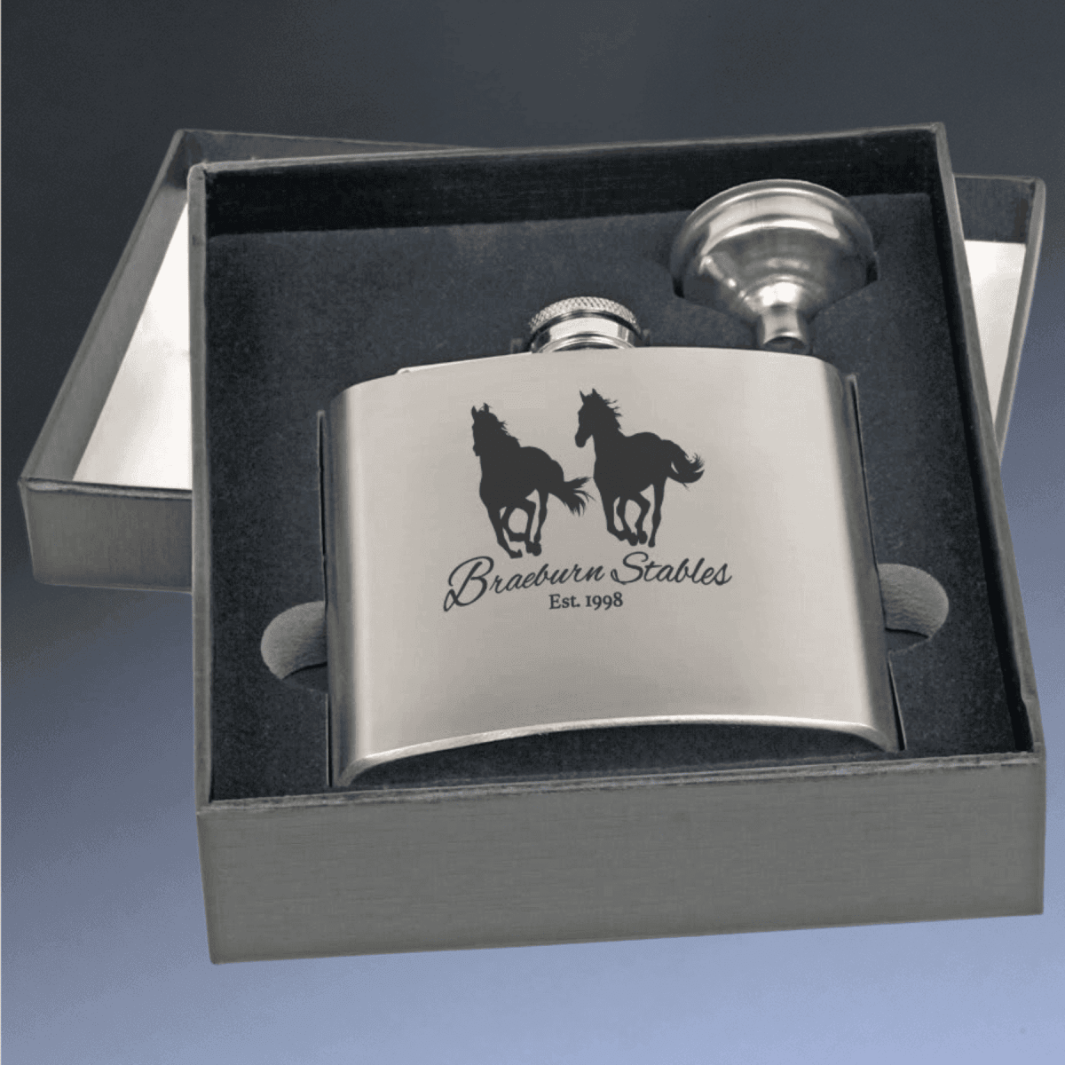 Personalized Flask Gift Sets – Custom Engraved with Funnel & Shot Glasses - Leatherette Box