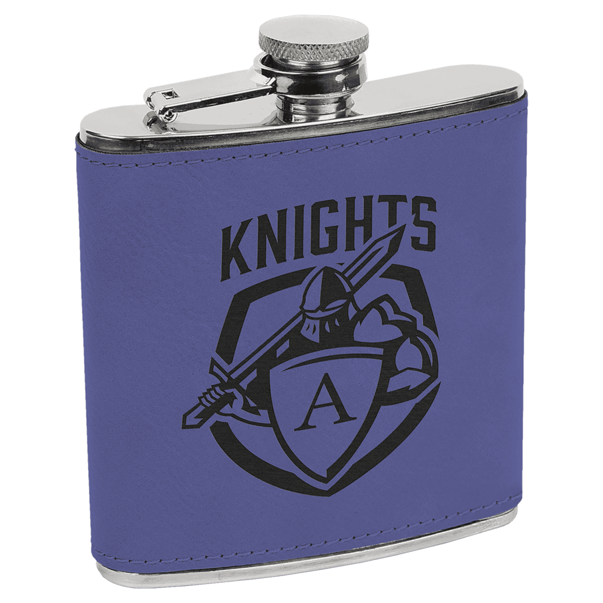 Personalized Flasks – 6 oz. Stainless with Leatherette & Cork Wraps - Leatherette