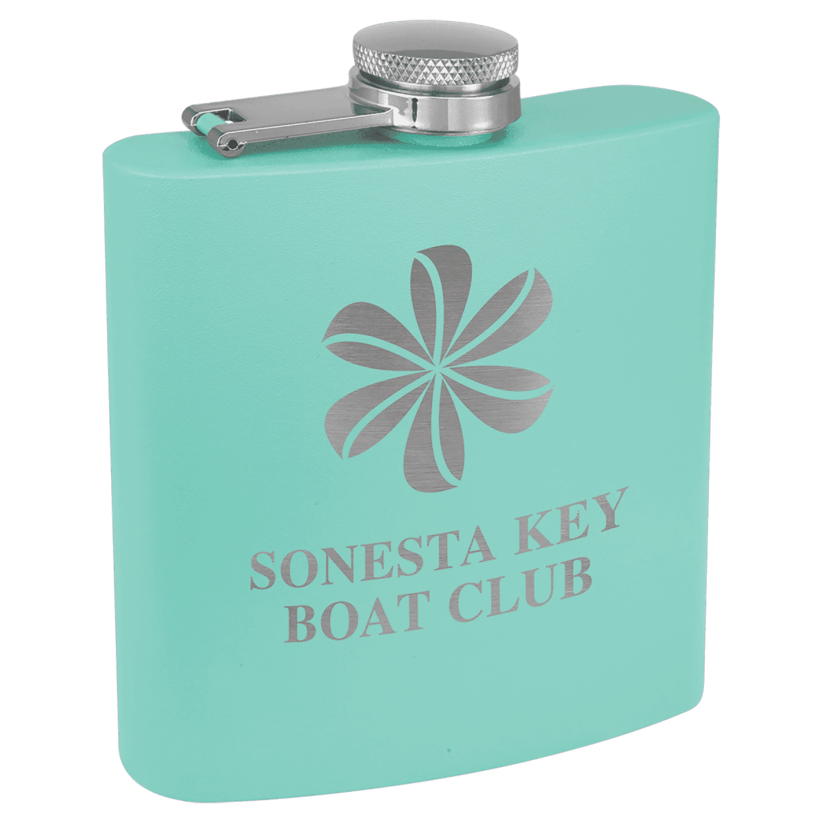 Personalized Flasks – 6 oz. Stainless with Leatherette & Cork Wraps - Powder Coated