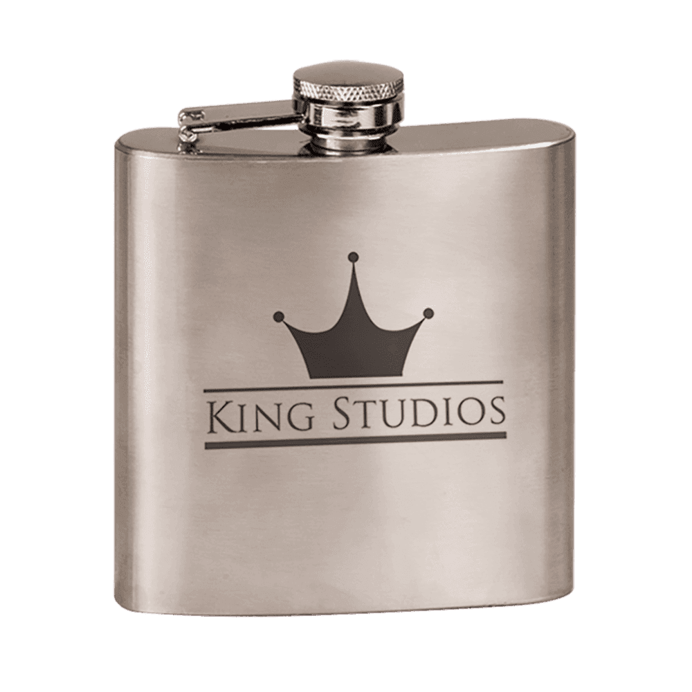 Personalized Flasks – 6 oz. Stainless with Leatherette & Cork Wraps - Stainless