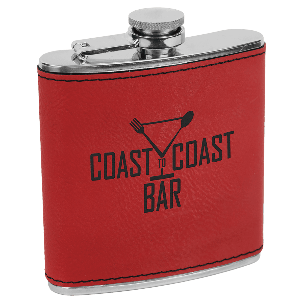 Personalized Flasks – 6 oz. Stainless with Leatherette & Cork Wraps - Leatherette